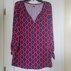 Mud Pie Patterned V Neck Tunic Top